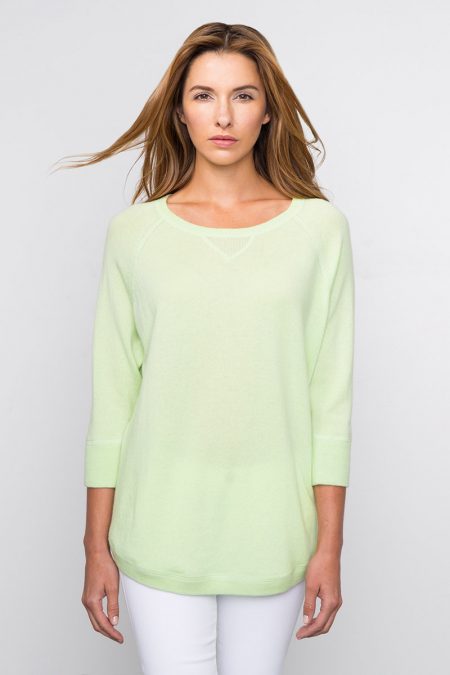 Kinross Cashmere | Spring 2016 | 3/4 Sleeve Rounded Hem Sweatshirt