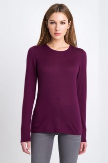 Worsted Crewneck - Cassis Kinross Cashmere 100% Cashmere