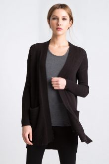 High Split Rib Trim Cardigan Kinross Cashmere 100% Cashmere