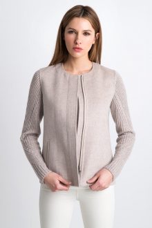 Short Zip Jacket w/ Rib Slvs Kinross Cashmere 100% Cashmere