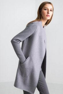 Ribbed Sleeve Coat - Thistle Kinross Cashmere 100% Cashmere