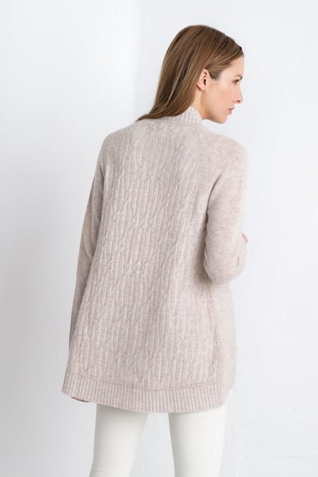 Plaited Cable Back Cardigan Kinross Cashmere 100% Cashmere