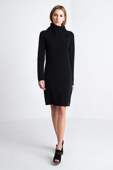 Chunky T-neck Dress Kinross Cashmere 100% Cashmere