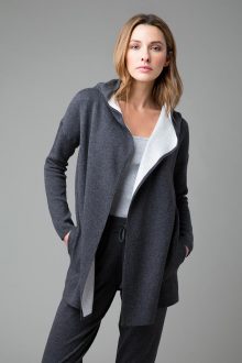 Reversible Hooded Cardigan - Kinross Cashmere