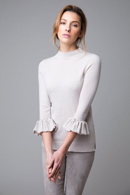 Pleat Sleeve Zip Funnel - Kinross Cashmere