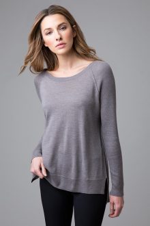 Worsted Hi Low Crewneck - Kinross Cashmere