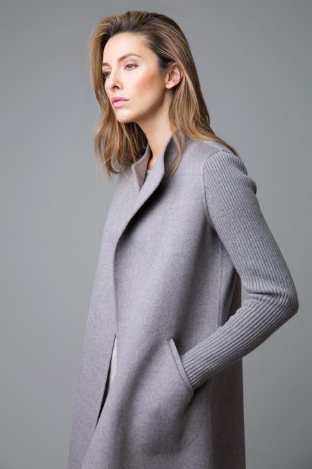 Ribbed Sleeve Coat - Kinross Cashmere