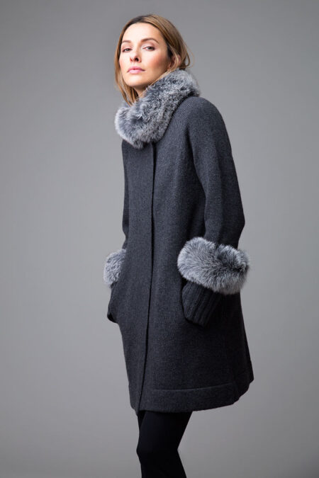 Fur Trim Swing Coat - Kinross Cashmere