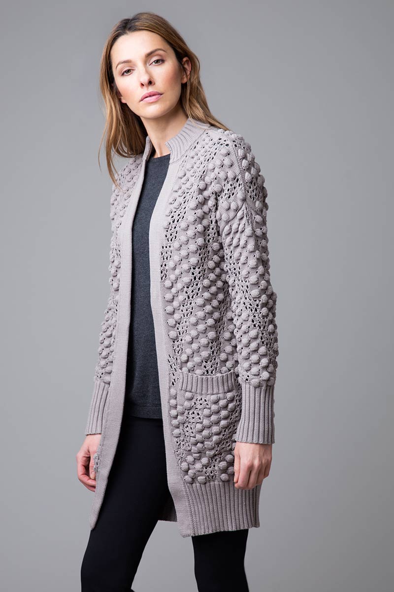 Bobble Long Cardigan - Kinross Cashmere