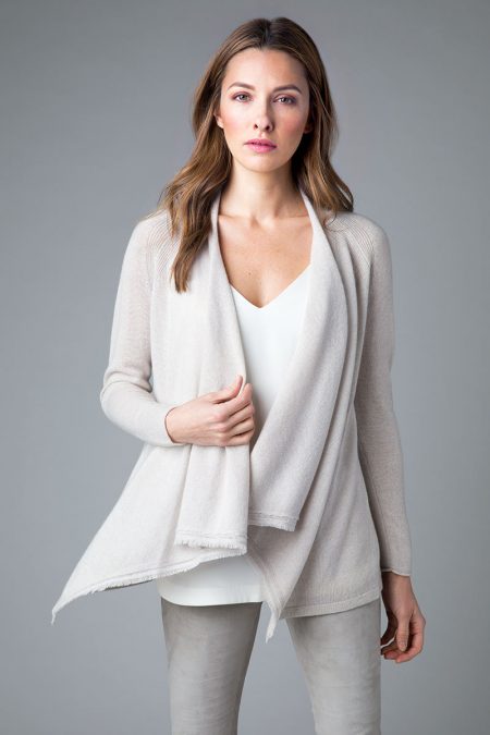 Drape Fringe Cardigan - Kinross Cashmere