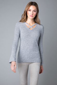 Crossover Neck & Sleeve Vee - Kinross Cashmere