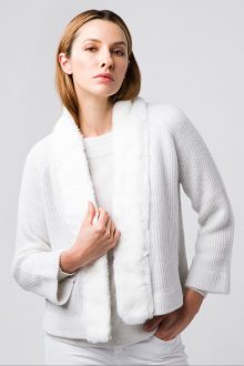 Fur Trim Cardigan - Kinross Cashmere