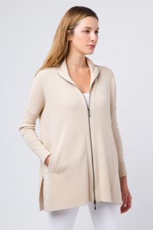 Rib Zip Cardigan - Kinross Cashmere