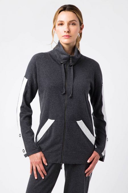 Grommet Zip Mock Cardigan - Kinross Cashmere