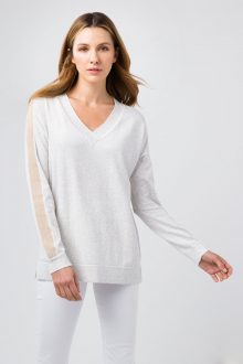 Stripe Sleeve Vee - Kinross Cashmere