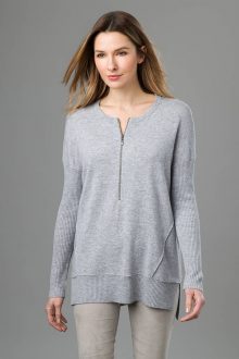 Zip Neck Henley - Kinross Cashmere