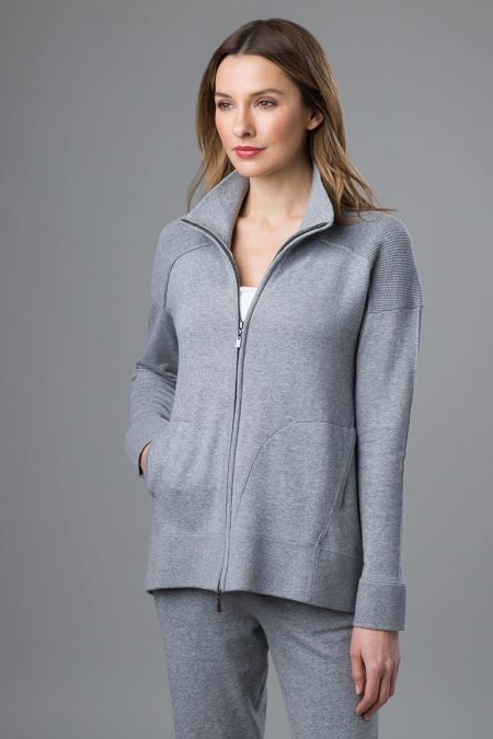 Zip Mock Cardigan - Kinross Cashmere