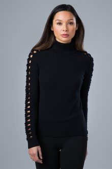 Lattice Sleeve T-neck - Kinross Cashmere