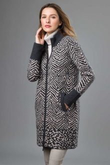 Animal Zip Mock Cardigan - Kinross Cashmere