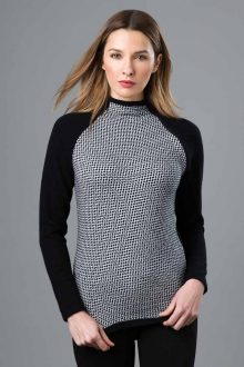 Jacquard Raglan Mock - Kinoss Cashmere