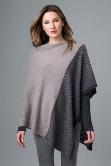 Border Stripe Poncho - Kinross Cashmere