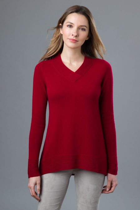 Round Hem Crossover Vee - Kinross Cashmere