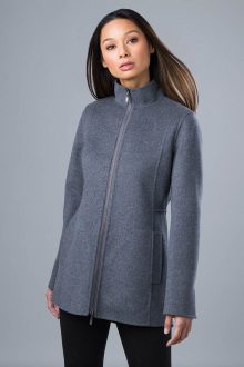 Hi Low Zip Mock Coat - Kinross Cashmere