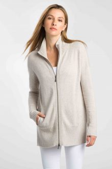 Zip Mock Cardigan - Kinross Cashmere