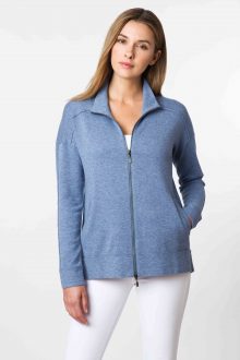 Hi Low Zip Mock Neck Cardigan - Kinross Cashmere