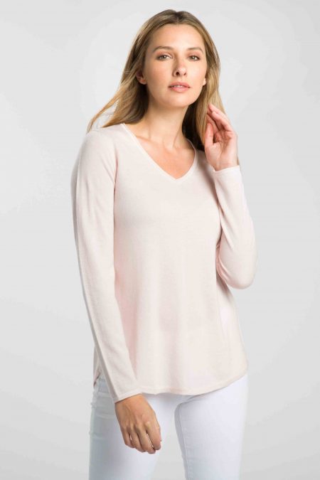 Worsted Round Hem Vee - Kinross Cashmere