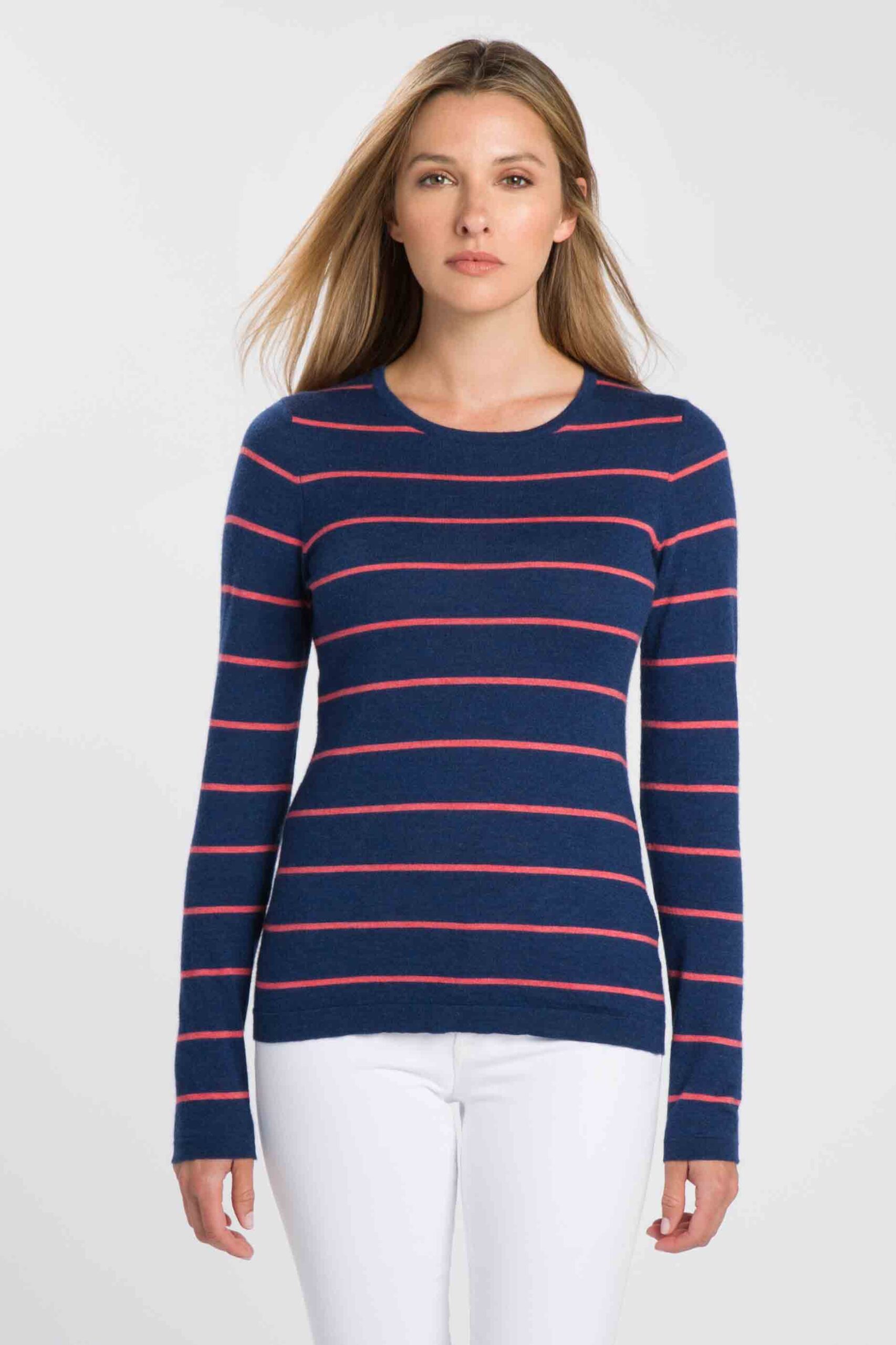 Worsted Stripe Crew - Kinross Cashmere