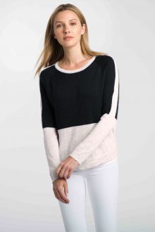 Worsted Colorblock Pullover - Kinross Cashmere