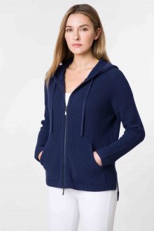 Hooded Zip Cardigan - Kinross Cashmere