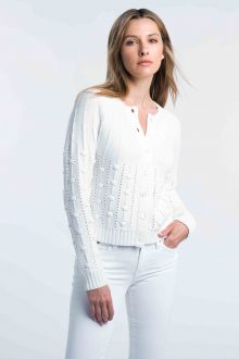 Cropped Bobble Cardigan - Kinross Cashmere