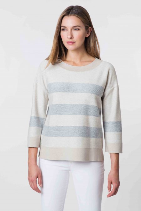 Texture Stripe Pullover - Kinross Cashmere