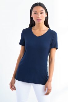 Short Slv Rounded Hem Vee - Kinross Cashmere