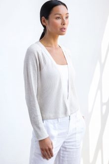 Linen Mesh Stitch Dress Cardigan - Kinross Cashmere