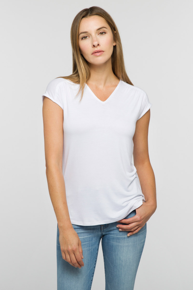 Gathered Shoulder Tee - Kinross Cashmere