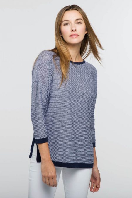 Easy Stripe Pullover - Kinross Cashmere