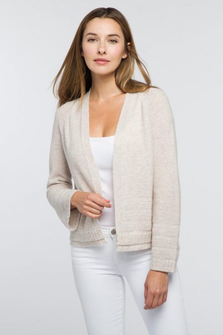 Crop Textured Cardigan - Kinross Cashmere