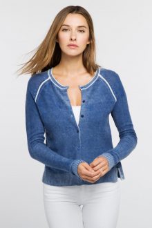 Spray Print Button Cardigan - Kinross Cashmere