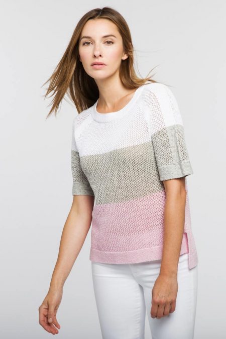 Colorblock Mesh Pullover - Kinross Cashmere