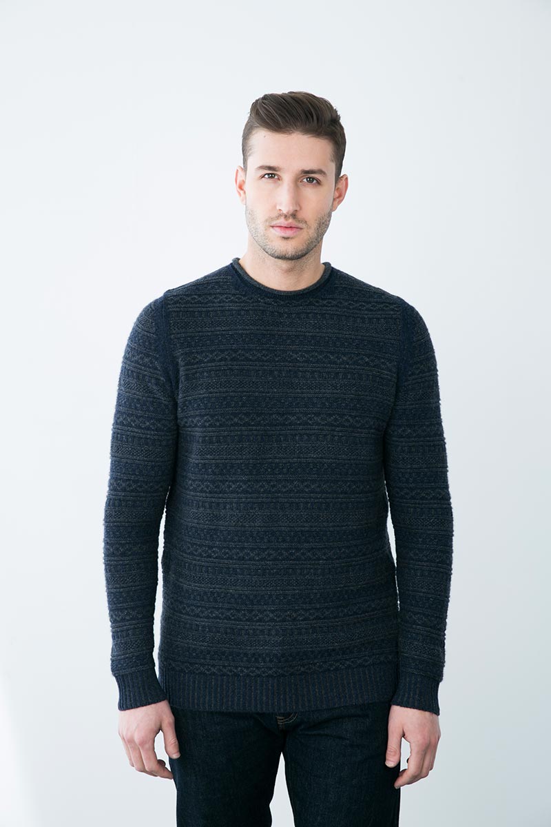 Kinross Cashmere | Plaited Jacquard Rollneck