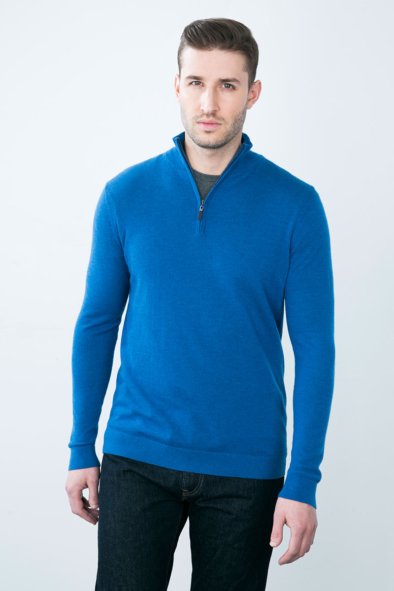 Kinross Cashmere | Worsted 1/4 Zip Mockneck