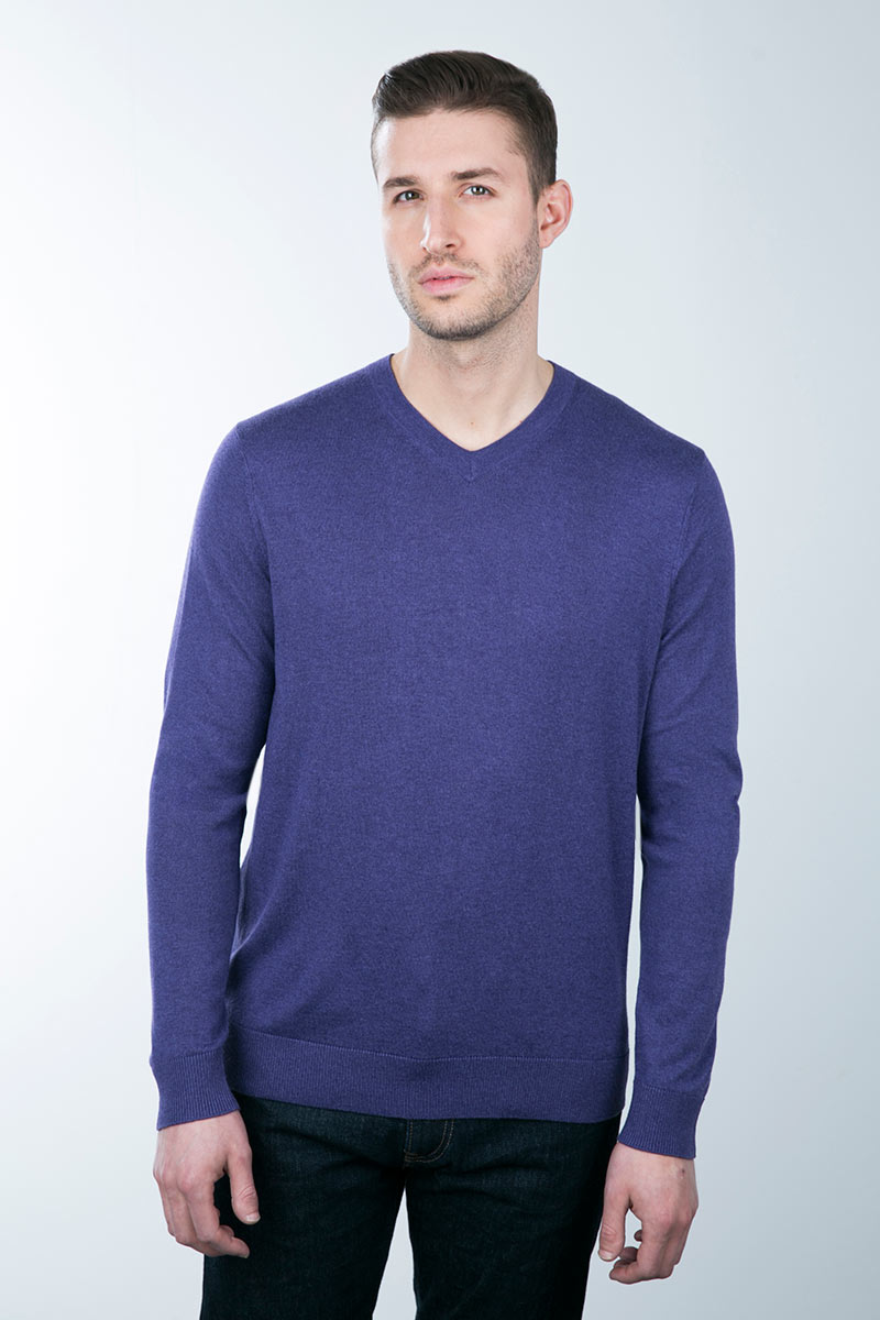 Kinross Cashmere | TUBULAR TRIM V-NECK SCC