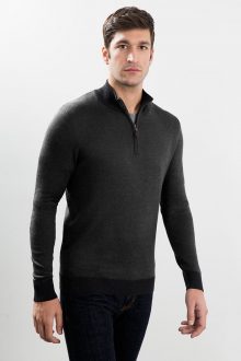 Pique 1/4 Zip w/ Birdseye Placket Kinross Cashmere