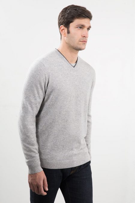 Double Trim Vneck Kinross Cashmere