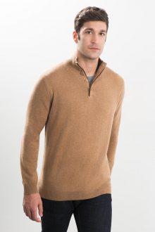 Suede Trim Button Mockneck Kinross Cashmere