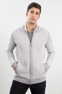 Honeycomb Zip Mockneck Cardigan Kinross Cashmere