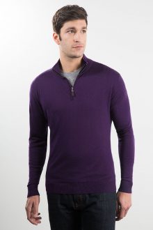 1/4 Zip Mock w/ Milano Trim Kinross Cashmere